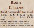 Banick Kholearm 2nd Edition Stats