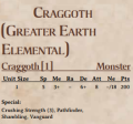 Craggoth 2nd Edition Stats