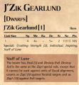 J’Zik Gearlund 1st Edition Stats