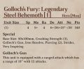 Golloch's Fury Steel Behemoth 2nd Edition Stats